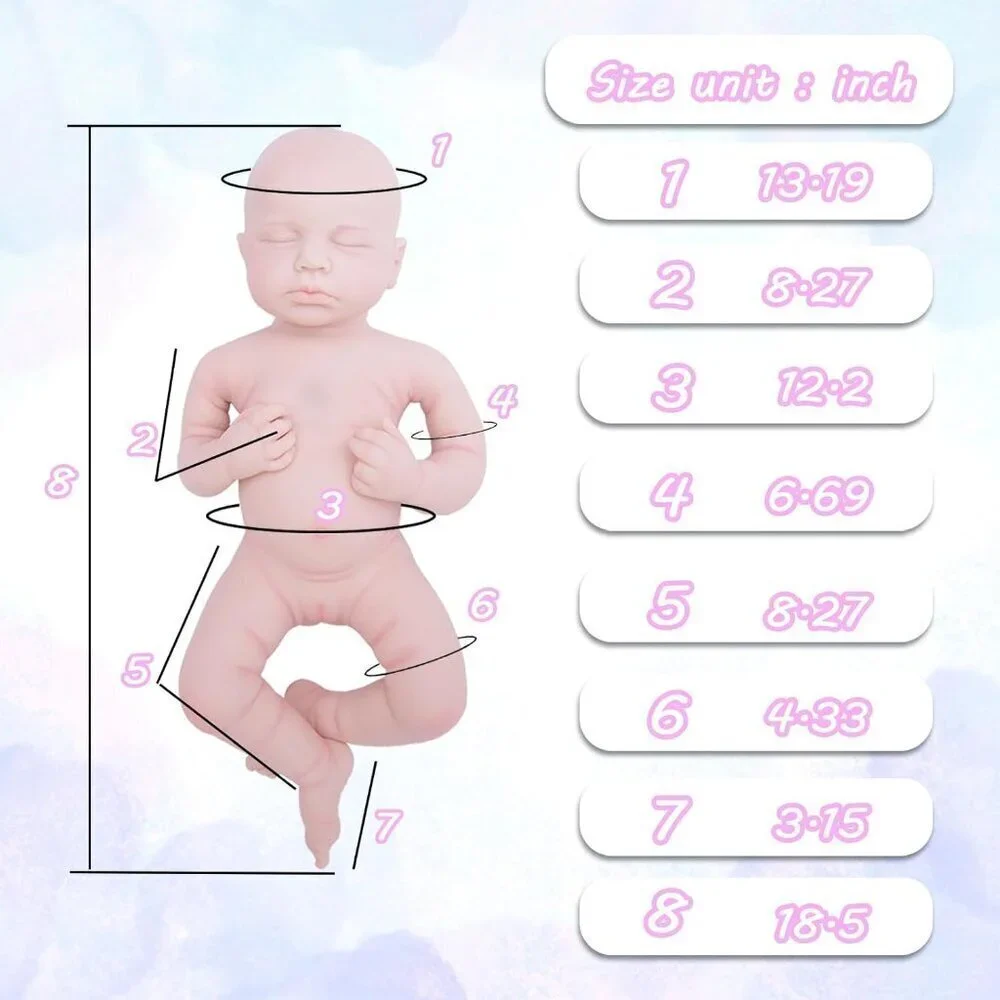 🆕19 inch Full Body Platinum Silicone Bald Baby Dolls Sleeping Zora-tan Boy